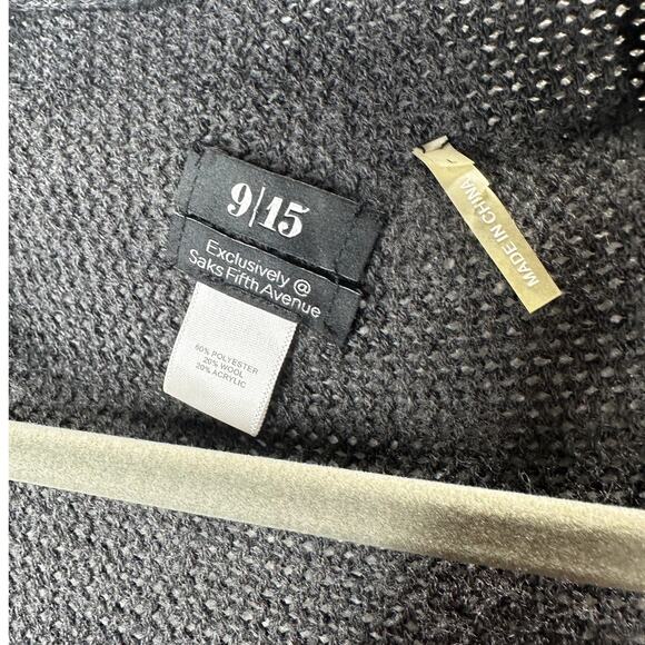 9/15 Saks 5th Ave Dark Gray Waterfall Front Cardigan with Sequins Large - Picture 5 of 16